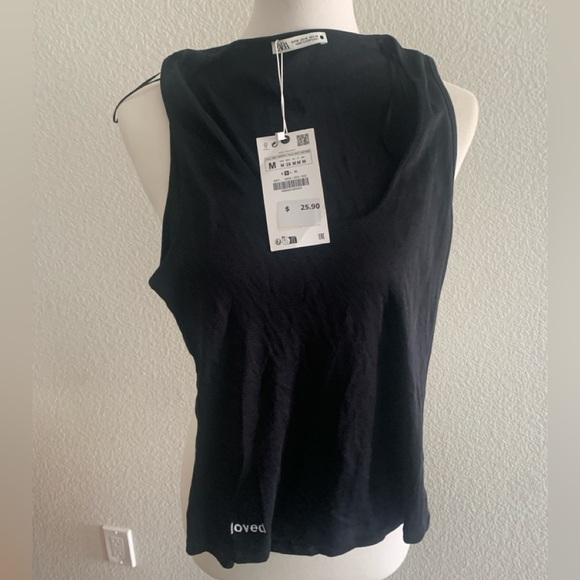 Zara Black Fitted Tank Top - Picture 1 of 4